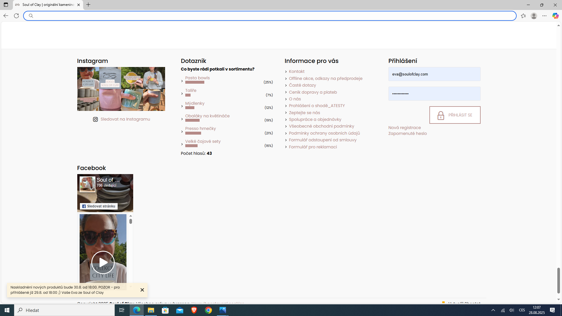 Prihlaseni do eshopu